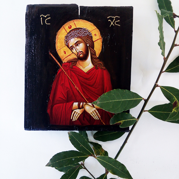 Ιησούς Χριστός Νυμφίος Χειροποίητη Εικόνα Σε Ξύλο 21x18cm - πίνακες & κάδρα, πίνακες ζωγραφικής - 2