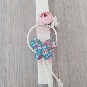 Χειροποίητo πασχαλινo λαμπαδάκι σε floral στυλ με υφασμάτινη πεταλουδα special price - κορίτσι, λαμπάδες, για ενήλικες, για εφήβους - 2