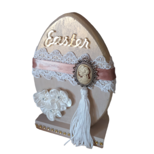 Ξύλινο Πασχαλινό αυγό (16cm) με"cameo" - διακοσμητικά, πασχαλινά αυγά διακοσμητικά, για ενήλικες, πασχαλινά δώρα