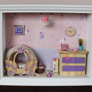 Καδράκι "Μικρή Πριγκίπισσα" για νεογέννητο, Διαστάσεις 20*25 cm. - πίνακες & κάδρα, κορίτσι, παιδικά κάδρα - 3
