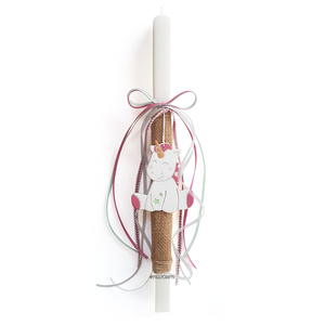 Λαμπάδα με χειροποίητο πήλινο στολίδι μονόκερος (37cm) - 01 - κορίτσι, λαμπάδες, μονόκερος, για παιδιά