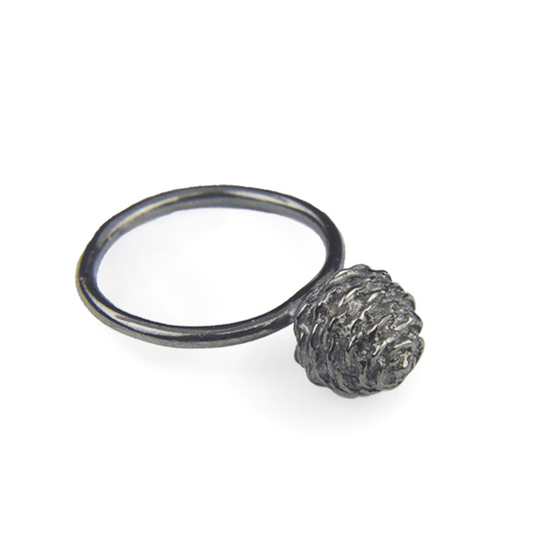 Δαχτυλίδι Φθινόπωρο "Κουκουνάρι" - ασήμι, chevalier, επάργυρα, φύλλο, σταθερά - 4