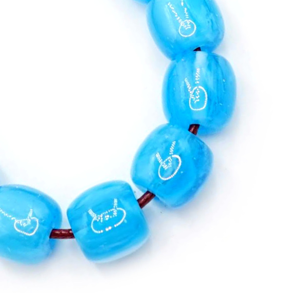 Κομπολόι Χειροποίητο με Χάντρες Οβάλ Ρητίνης Άθραυστες, Χρώμα Γαλάζιο Nikolas Jewelry - ρητίνη, κορδόνια - 3