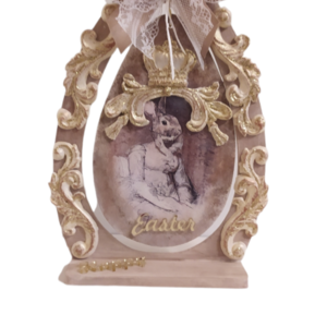 Ξύλινο Χειροποίητο Πασχαλινό αυγό (25cm) Vintage style - χειροποίητα, διακοσμητικά, πασχαλινά αυγά διακοσμητικά, για ενήλικες