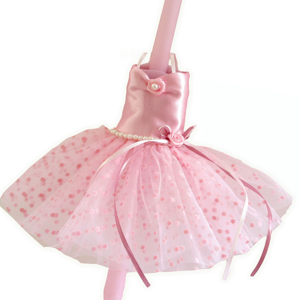 Λαμπάδα μπαλαρίνα με φόρεμα 22 ροζ 40εκ. - κορίτσι, λαμπάδες, μπαλαρίνες, για παιδιά, πριγκίπισσες