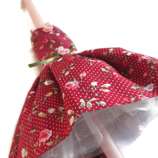 Λαμπάδα με φόρεμα "Υβόννη" 22 ροζ κερί 40cm - κορίτσι, λαμπάδες, μπαλαρίνες, πριγκίπισσες - 2