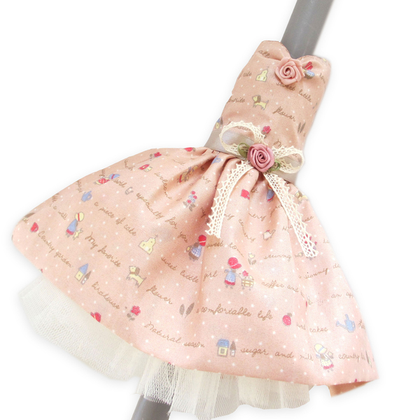 Κοριτσίστικη λαμπάδα με φόρεμα "Λυδία" 22 γκρί κυλινδρικό 30cm - κορίτσι, λαμπάδες, για παιδιά, πριγκίπισσες