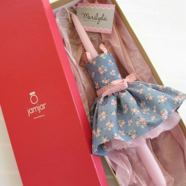Λαμπάδα με χειροποίητο φόρεμα "Τζίνα"22 τζιν 40cm - κορίτσι, λαμπάδες, μπαλαρίνες, πριγκίπισσες - 3