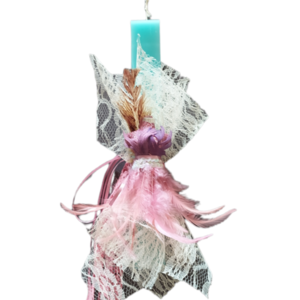 Αρωματική πλακέ λαμπάδα (30cm) "Pink mpousto" - κορίτσι, λαμπάδες, για παιδιά, πασχαλινά δώρα