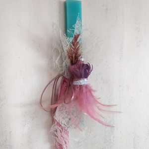 Αρωματική πλακέ λαμπάδα (30cm) "Pink mpousto" - κορίτσι, λαμπάδες, για παιδιά, πασχαλινά δώρα - 3