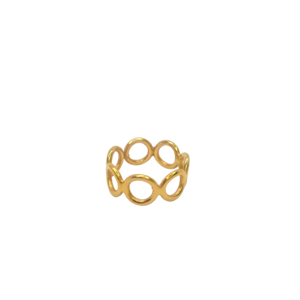 Χειροποίητο δαχτυλίδι με κύκλους από επιχρυσωμένο ορείχαλκο - επιχρυσωμένα, ορείχαλκος, άπειρο, βεράκια, αυξομειούμενα