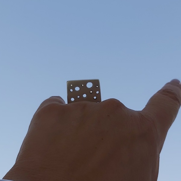 Ασημένιο δαχτυλίδι παραλληλόγραμμο πλακέ "geom" - ασήμι 925, γεωμετρικά σχέδια, σταθερά, μεγάλα - 3