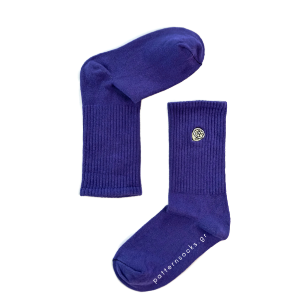 Μονόχρωμες μωβ unisex κάλτσες με κεντημένο λεμόνι (36-44) - βαμβάκι, κεντητά, unisex - 2