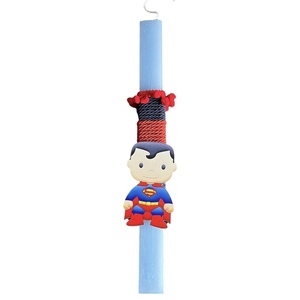Χειροποίητη αρωματική λαμπάδα superman γαλάζια 32 εκ. - αγόρι, λαμπάδες, για παιδιά, σούπερ ήρωες