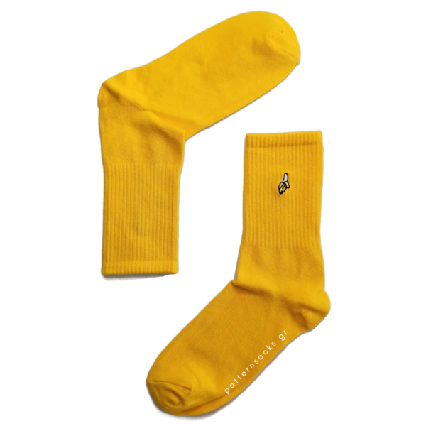 Μονόχρωμες κιτρινες unisex κάλτσες με λεπτομέρεια κεντημένη μπανάνα (36-44) - βαμβάκι, κεντητά, unisex - 2