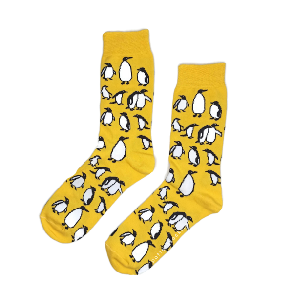 Κιτρινες unisex κάλτσες Πιγκουίνος (36-44) - βαμβάκι, unisex