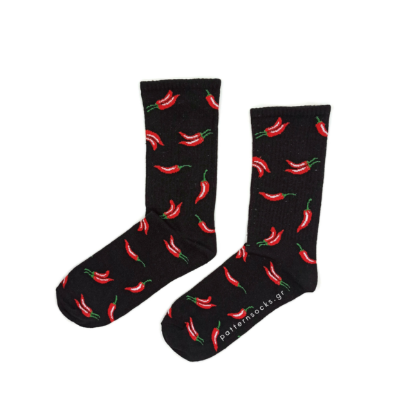 Μαύρες unisex κάλτσες Chilly Peppers (36-44) - βαμβάκι, unisex