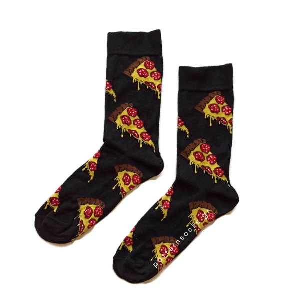 Μαύρες unisex κάλτσες Pizza (36-44) - βαμβάκι, unisex
