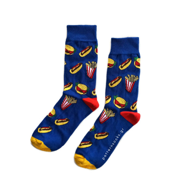 Πολύχρωμες unisex κάλτσες Burger & Chips (36-44) - βαμβάκι, unisex