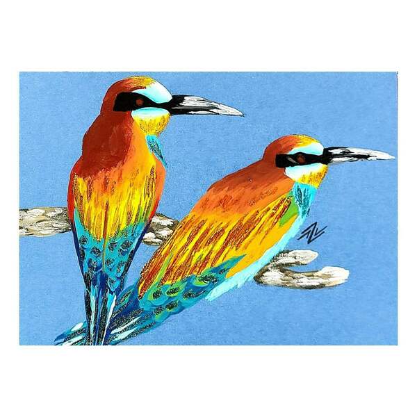 πολύχρωμα εξωτικά πουλιά σχέδιο ζωγραφικής - αφίσες, DIY, κάρτες, σχέδια ζωγραφικής, προσκλητήρια