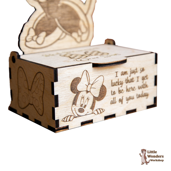 Ξύλινη Βάση με θέμα "Ποντικάκι", με κουτί αποθήκευσης για αξεσουάρ, Φυσικό Χρώμα Ξύλου, Διάσταση: 26Χ14εκ. - κορίτσι, κουτί, οργάνωση & αποθήκευση, δώρα για παιδιά, κουτιά αποθήκευσης - 3