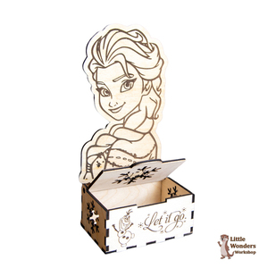 Ξύλινη Βάση με θέμα "Πριγκίπισσα", με κουτί αποθήκευσης για αξεσουάρ, Φυσικό Χρώμα Ξύλου, Διάσταση: 26Χ13εκ. - κορίτσι, κουτί, οργάνωση & αποθήκευση, πριγκίπισσα, κουτιά αποθήκευσης - 5