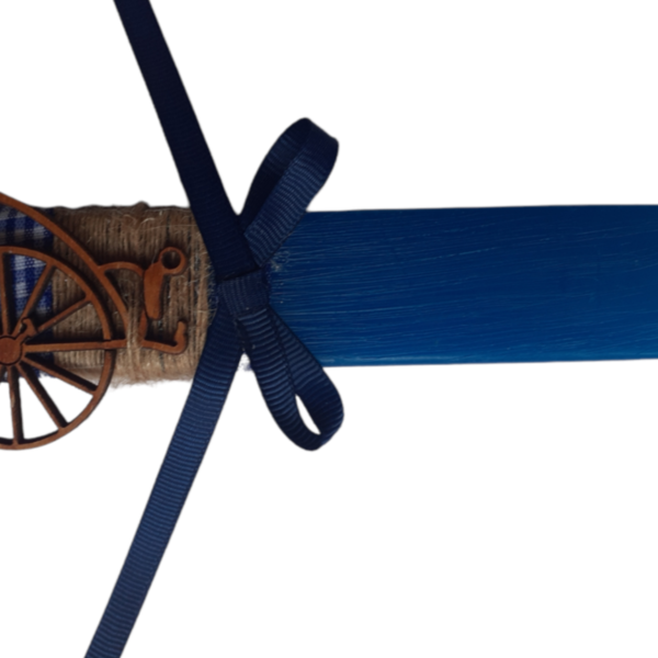 Λαμπάδα πλακέ μπλε αρωματική με στοιχείο ξύλινο ποδήλατο 20εκ. - αγόρι, λαμπάδες, για ενήλικες - 3