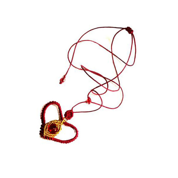 Κολιέ *Heart* με τέχνη μακραμε - καρδιά, μακραμέ, κορδόνια, χάντρες, μακριά - 3