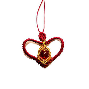 Κολιέ *Heart* με τέχνη μακραμε - καρδιά, μακραμέ, κορδόνια, χάντρες, μακριά - 4