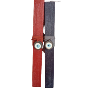 Λαμπάδες αρωματικές πλακέ ξυστες με κεραμικο μάτι ανθρακι - λαμπάδες, ζευγάρια - 2