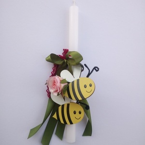 Παιδική Λαμπάδα με Μελισσούλες και Τραντάφυλλο 30 εκ - κορίτσι, λουλούδια, λαμπάδες, για παιδιά, για εφήβους - 3
