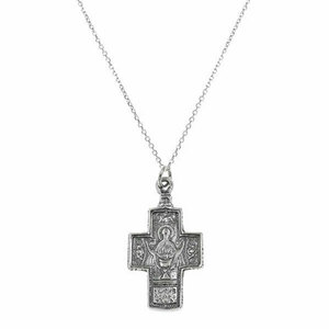 Σταυρός Διπλής όψης Παναγία & Χριστός 16x26mm - ασήμι, σταυρός, κοντά, μενταγιόν - 2