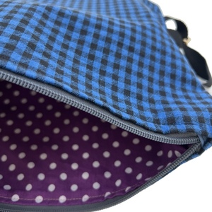Σακίδιο πλάτης / backpack από ύφασμα blue petite carreau 1 - ύφασμα, πλάτης, all day, φθηνές - 3