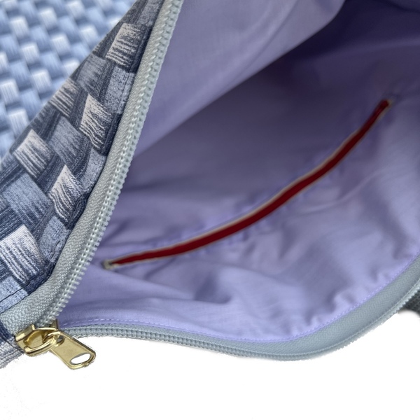 Σακίδιο πλάτης / backpack από ύφασμα με μοτίβο μπλέ ψάθα - ύφασμα, πλάτης, all day, φθηνές - 3