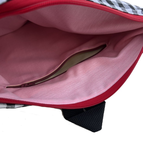 Σακίδιο πλάτης / backpack από ύφασμα με μοτίβο black & white - ύφασμα, πλάτης, all day, φθηνές - 3