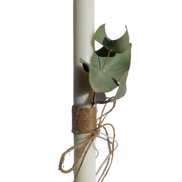 Λευκή λαμπάδα από φυτικό κερί με ευκάλυπτο Άνδρα/Γυναίκα 100gr - λουλούδια, λαμπάδες, για ενήλικες