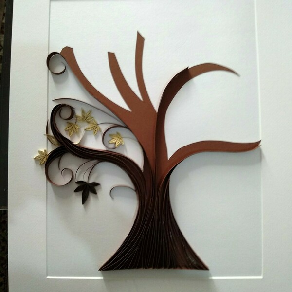 Οικογενειακό δέντρο καφέ χρώματος απο χαρτί σε ξύλινη μαύρη κορνίζα διαστάσεων 40χ50 cm. - πίνακες & κάδρα, δώρα επετείου - 3