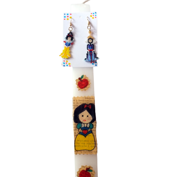 Αρωματική Λαμπάδα 32cm, σκουλαρίκια η Πριγκίπισσα και η Μάγισσα, με χάντρες miyuki - κορίτσι, λαμπάδες, miyuki delica, πριγκίπισσες, ήρωες κινουμένων σχεδίων - 3