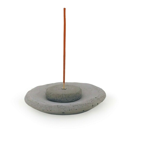 Τσιμεντένιο δισκάκι με βάση στήριξης ασιατικού θυμιάματος 12.8 Χ 2.3 //mizumi incense - design, τσιμέντο, σκυρόδεμα, πιατάκια & δίσκοι, κεριά & κηροπήγια