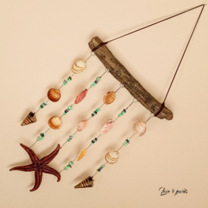 Διακοσμητική κουρτίνα - μελωδός - με θαλασσόξυλο, κοχύλια και αστερία - κοχύλι, αστερίας, διακοσμητικά - 5