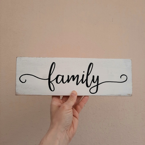 "family" - Ξύλινη διακοσμητική πινακίδα 10 × 30 εκ. - πίνακες & κάδρα - 2