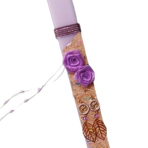 Χειροποίητη αρωματική λαμπάδα 34cm με λουλούδια δώρο σκουλαρίκια - βραδυνά, λαμπάδες, αρωματικές λαμπάδες, για εφήβους - 2