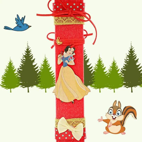 Λαμπάδα πασχαλινή αρωματική κόκκινη πριγκίπισσα χιονάτη 30εκ - κορίτσι, λαμπάδες, για παιδιά, πριγκίπισσες - 4