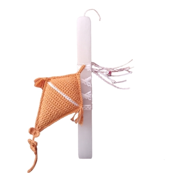 Λαμπάδα με κρεμαστό πλεκτό Χαρταετό 30cm - λαμπάδες, κρεμαστά, για ενήλικες, για εφήβους