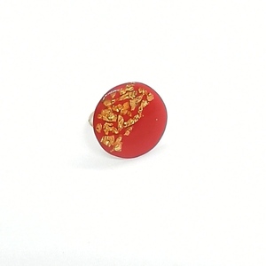 Δαχτυλίδι στρογγυλό με κόκκινο σμάλτο και διακόσμηση φύλλο χρυσού - αλπακάς, γεωμετρικά σχέδια, μεγάλα, αυξομειούμενα, φθηνά