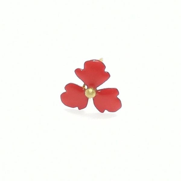 Δαχτυλίδι από ορείχαλκο με κόκκινο σμάλτο σχέδιο λουλούδι - ορείχαλκος, αυξομειούμενα