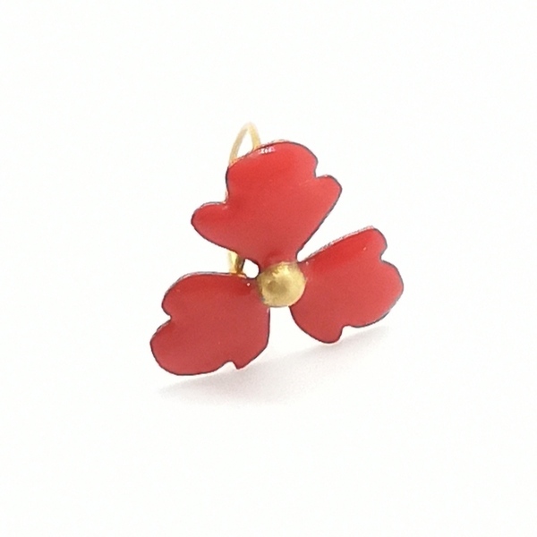 Δαχτυλίδι από ορείχαλκο με κόκκινο σμάλτο σχέδιο λουλούδι - ορείχαλκος, αυξομειούμενα - 2