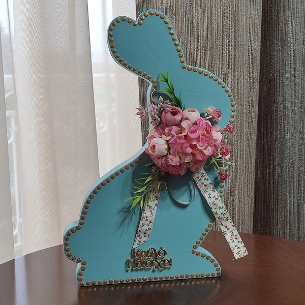 Κουνέλι επιτραπέζιο με ευχές - κορίτσι, λουλούδια, διακοσμητικά, για ενήλικες - 2