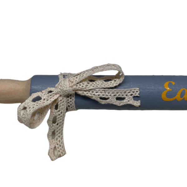Διακοσμητικος μινι ξυλινος γκρι πλαστης "Easter" 18cm - διακοσμητικά, πασχαλινά δώρα, διακοσμητικό πασχαλινό - 2