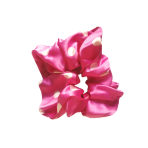 Scrunchie με λευκό πουά - ύφασμα, λαστιχάκια μαλλιών